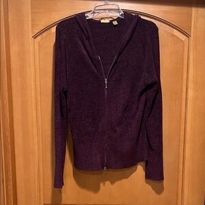 Caslon Deep Purple Zip-Up Cardigan Sweater